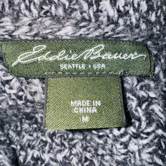 Eddie Bauer Heavy Knit Chunky Womens M Wool Cardigan Sweater Fisherman Preppy - Picture 6 of 11